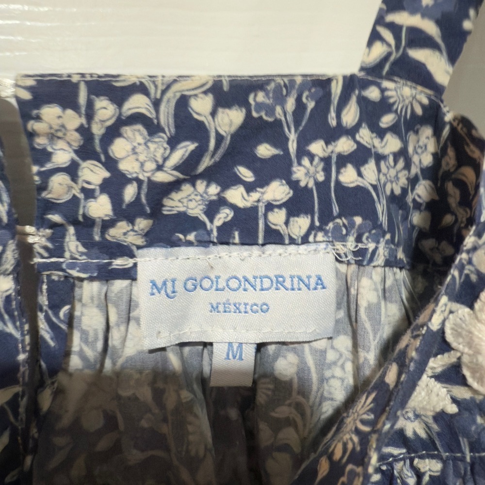 Mi Golondrina "Lila Azul" Floral Embroidered Dress – Blue – Size M - Picture 7 of 10